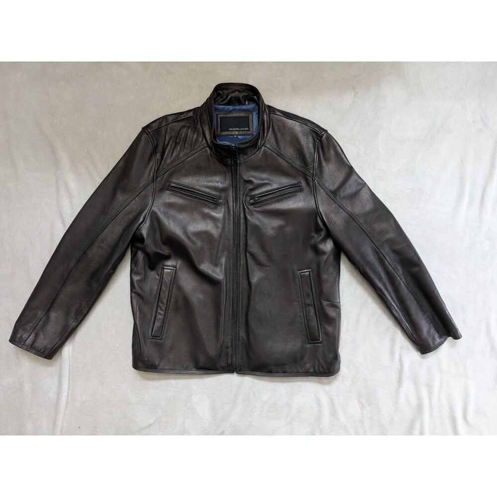 Wilsons Men’s Brown Leather Jacket Size XXL Blue Liner by G-III Apparel